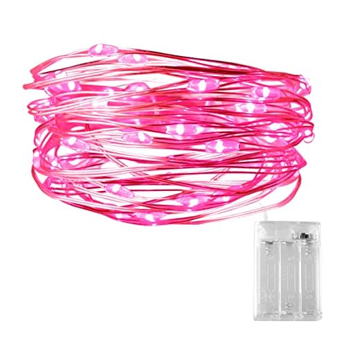 Image of Dalugo Fairy Lights Pink, 3 m 30 LED Fairy Lights Battery Small for Christmas, Bedroom, Party, Wedding