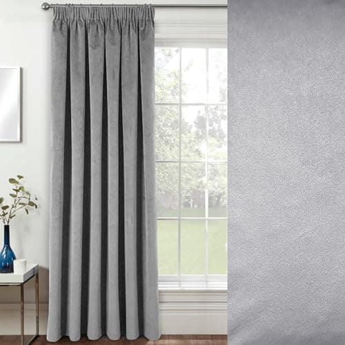 Image of Enhanced Living Velvet Grey Thermal Door Curtains 100% Blackout Door Curtain Tape Top - 66 x 84 Inch (168 x 214cm) Energy Saving Noise Reducing Curtain for Living Room Bedroom Doorway Curtain
