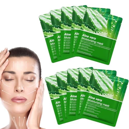 Image of FunnAura 10 Pcs Aloe Vera Face Masks Skincare Sheet, Moisturizing Hydrating Face Mask for All Skin Types