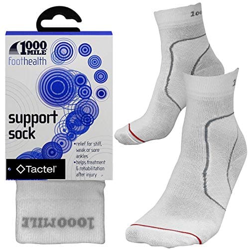 Image of 1000 Mile Tactel Mens White Foot Ankle Support Compression Tactel Socks Medium (UK6-8.5) - 1 Pair