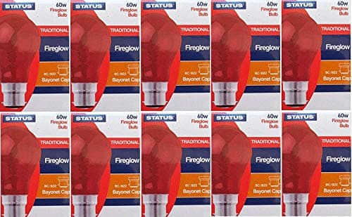 Image of Status Incandescent GLS Fireglow Light Bulb Large Bayonet Cap red Confezione da 1 Red