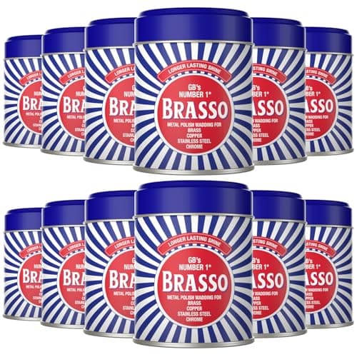 Image of Brasso Metal Polish Wadding 12 x 75g | Multi-Metal Cleaner for Brass Copper Chrome & Stainless Steel | Pre-Soaked Cotton Wadding for Tarnish Removal & Shine Restoration | Bulk Cleaning Pack