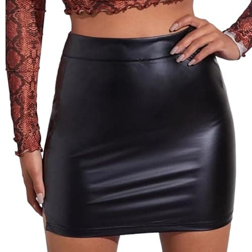 Image of P&R DANCEWEAR LTD Womens Sexy PU Mini Skirt Shinny - Office Wear, Party Club Wear 12 Black