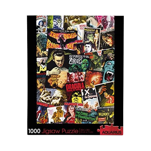 Image of AQUARIUS Hammer Classic Horror Movies Collage (1000 Piece Jigsaw Puzzle) - Glare Free - Precision Fit - Virtually No Puzzle Dust - Officially Licensed Hammer Merchandise & Collectibles - 20x28 Inches