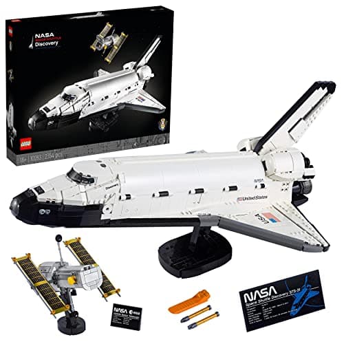 Image of LEGO Icons NASA Space Shuttle Discovery Model Building Set for Adults, Spaceship Collection with Hubble Telescope, gift idea 10283