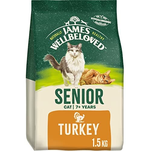 Image of James Wellbeloved Senior Turkey 1.5 kg Bag, Hypoallergenic Dry Cat Food