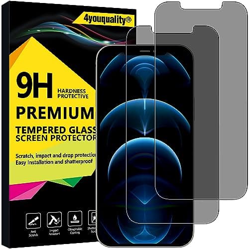 Image of 4youquality Privacy Screen Protector for iPhone 12 Pro Max (6.7-Inch), Anti Spy Tempered Glass Film, 2-Pack, [LifetimeSupport][Anti-Spy][Impact-Resistant][Anti-Scratch]