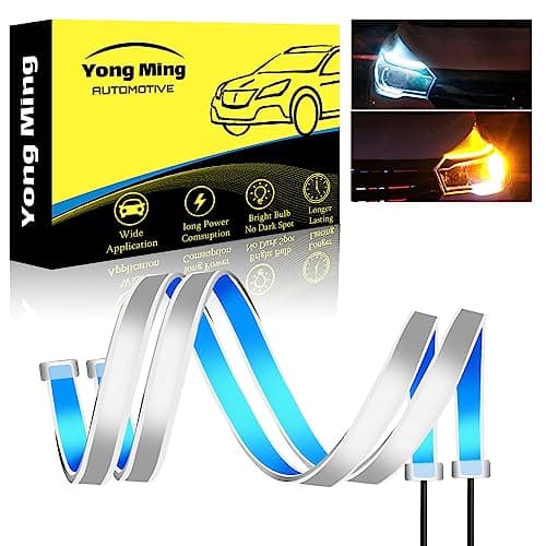 Image of YONGMING Daytime Running Lights 45CM Dual Color White Driving Amber Sequence Running Waterproof Slim Flexible DRL Led Strip Lights Turn Signal Lights For Car Headlight 12V Pack of 2 PCS