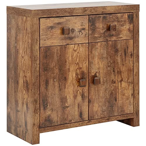 Image of GFW Jakarta Mango 2 Door 2 Drawer Compact Sideboard Distressed Style Multi Unit, 80 cm Width x 35 cm Depth x 80 cm Height