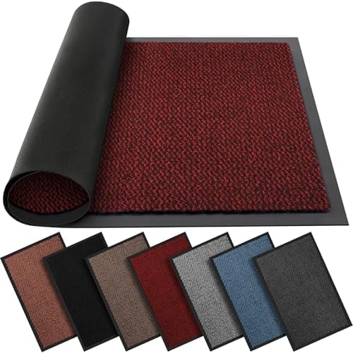Image of BLADO Washable Door Mats Indoor & Outdoor - Non-Slippery Heavy Duty - Stylish & Large Rubber - Perfect Dust Grabbing Doormats (Red, 60cm x 90cm)
