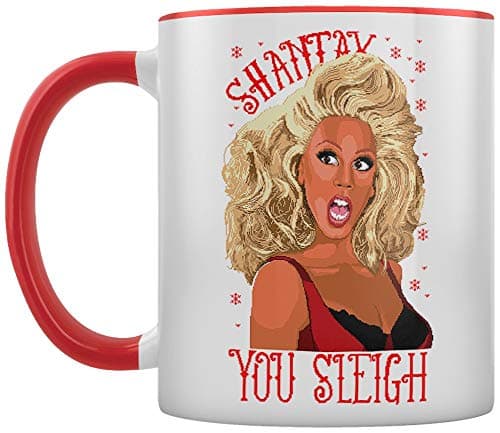 Image of Grindstore Shantay You Sleigh Drag Queen Inner 2-Tone Tea and Coffee Mug Red 12x9.5cm