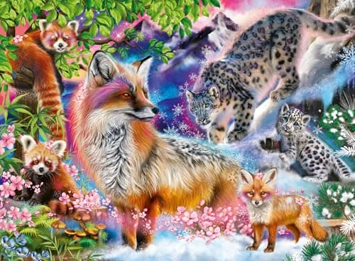 Image of Ravensburger Himalayan Harmony 500 Piece Jigsaw Puzzle – Snow Leopard, Red Panda & Fox – Colourful Wildlife Scene, Premium Quality Puzzle for Adults & Kids Age 10+