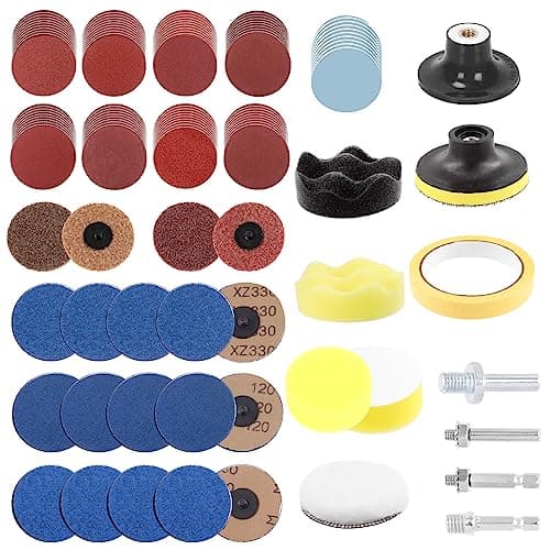 Image of Glarks 120Pcs Sanding Discs Assortment Kit, 3 Inch Quick Change Discs 80-3000 Grit Roll Lock Grinding Discs Surface Conditioning Discs with 1/4 inch Holder for Die Grinder Surface Rust Removal