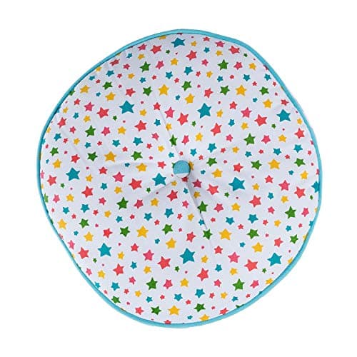 Image of HOMESCAPES Multi-coloured Round Floor Cushion Large Decorative Circular Children’s & Garden Seat Pad with Star Pattern, Pre-Filled 100% Cotton Indoor and Outdoor Cushion, 43cm