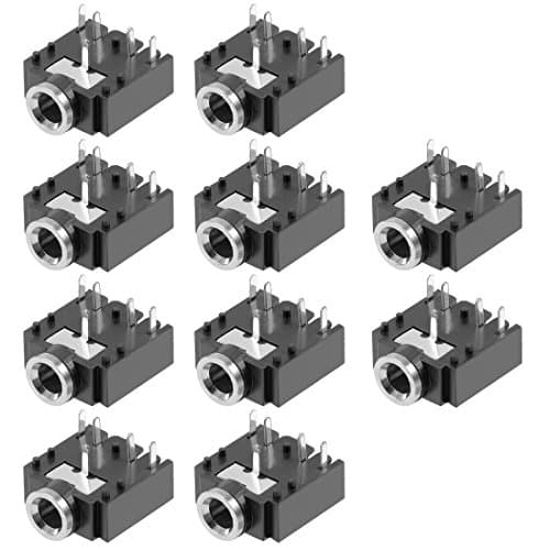 Image of sourcing map 10Pcs PCB Mount 3.5mm 5 Pin Socket Headphone Stereo Jack Audio Video Connector Black PJ-3F07