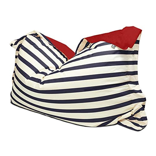 Image of rucomfy Beanbags Indoor Outdoor Nautical Stripe Giant Squashy Squarbie Adult Bean Bag. Use as Cushion, Chair or Lounger. Water Resistant 170 x 130cm (Navy)
