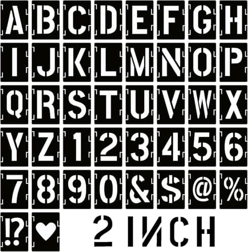Image of 2 Inch Letter and Number Stencils,Letters and Numbers Stencil Kit,42 Pcs Reusable Alphabet Templates Interlocking Stencil Kit for Painting on Wood,Wall,Fabric,Rock,Sign,DIY Art Projects(2INCH/42PCS)