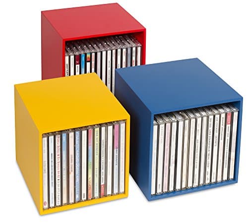 Image of cubix CD Storage Boxes, Colour, CD Storage Boxes Made of Wood, 3 CD Boxes for up to 40 CDs