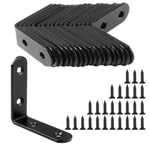 Image of 25Pcs L Bracket Corner Braces, 50 x 50mm Stainless Steel Corner Brackets, 90 Degree Right Angle Bracket, Metal L Brackets for Shelves Wood Furniture Cabinet Chair Drawer with 100 Screws