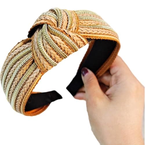 Image of Friendly Braided Straw Head Band with Knot Detail Wide Band for Women Secure Slip Hair Accessory Friendly Grass Hairband for Women