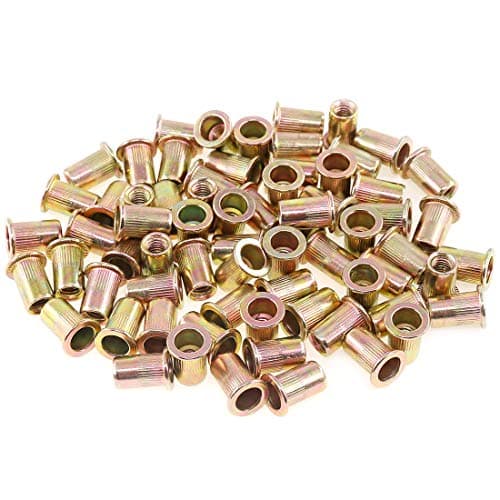 Image of Keadic 150Pcs M6 Rivet Nuts Metric Zinc Plated Rivet Nut Carbon Steel Rivet Nut Flat Head Threaded Insert Kit Threaded Rivet Insert Nutsert Rivnuts Kit for Furniture