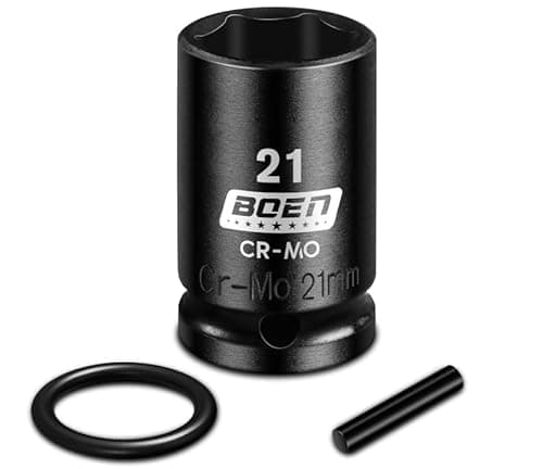 Image of Mr.wintek 21mm Scaffolding Impact Socket 1/2" Drive with Retaining Pin & O-Ring, 6 Point Design and 52mm Length Socket, Cr-Mo Steel for Scaffolding Coupler and Pipe Clamps