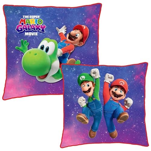 Image of The Super Mario Galaxy Movie Officially Licensed Square Cushion | Super Soft Reversible 2 Sided | Lessgo Design | Perfect for Any Bedroom, Sofa or on the Bed | 40cm x 40cm
