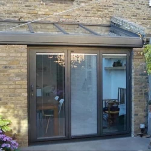 Image of Aluminium Bifold Doors | 3 Panels Folding Left or Right | 2400mm Wide x 2100mm high | T2 (with Blinds, Grey)