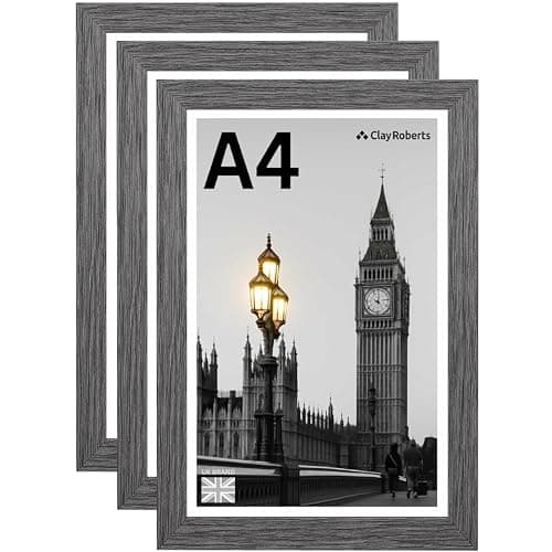Image of A4 Dark grey Photo Frame – Modern A4 Frame for Certificates, Pictures & Prints, Wall Hanging (Portrait or Landscape), Document & Poster Frame UK