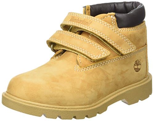 Image of Timberland Unisex Children's Double Strap Hook & Loop Waterproof (Toddler) Chukka Boots, Yellow Wheat Nubuck, 11 UK (Toddler)