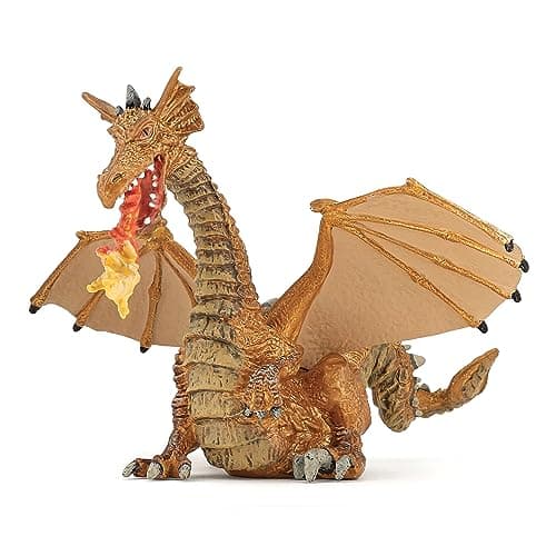 Image of Papo - Realistic Golden Flame Dragon Figure Toy for Kids - Ages 3+ - Enchanted World Collection - Creative Play Fantasy World - Gift Idea Toy for Girls and Boys - 15 Cm