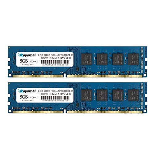 Image of 16GB Kit (2X8GB) DDR3 12800 1600 PC3L-12800U 8GB DDR3L Dimm 2Rx8 1.35V/1.5V CL11 Desktop RAM Memory for Desktop Computer