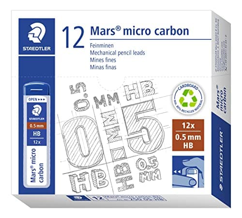Image of STAEDTLER 250 05-HB Mars Micro Refill Leads for Mechanical Pencils - HB, 0.5mm (Box of 12 x Tubes of 12 Leads)