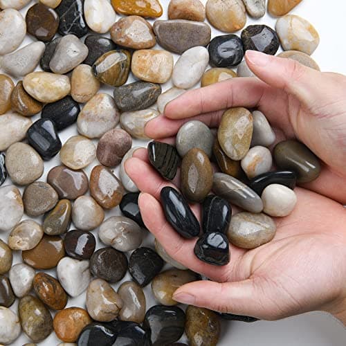 Image of Hisredsun 2.1 lb Decorative Stones,0.4-1 inch Natural Polished Pebbles for Plant Pots,River Rocks for Landscaping, Vase Fillers,Succulents,Aquarium and Garden Decoration