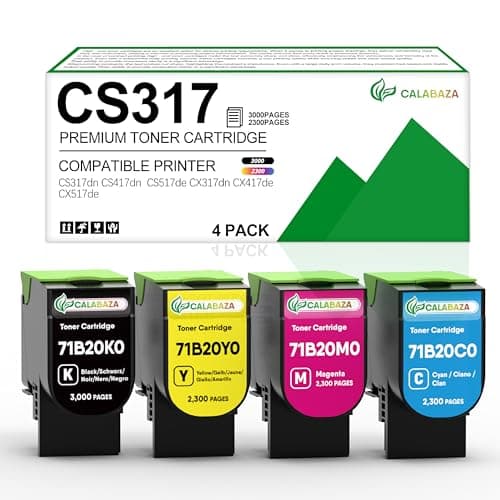 Image of Compatible Toner Cartridge 71B0010 71B0020 71B0030 71B0040 71B20K0 71B20C0 71B20M0 71B20Y0 CS317dn CX317dn CS417dn CX417de CS517de CX517 (1Black 1Cyan 1Magenta 1Yellow) Replacement for Lexmark