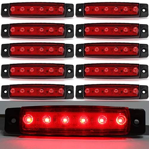 Image of 20pcs Amber Side Marker Lights 12V,Universal 6 LED Indicators Side Marker Lights Front Rear Side Light Position Lamps for Trailer Truck Caravan Camper Van Lorry Bus Tractor Motorhome (Red, 10PX)