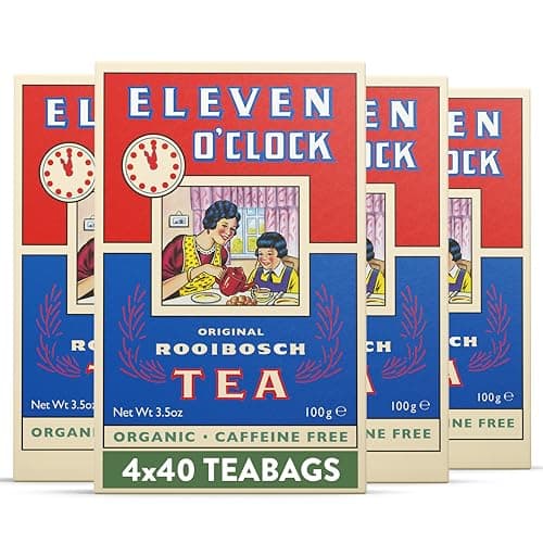 Image of Eleven O'Clock Original Rooibos Tea Bags, 4 x 40 (160 Teabags), Organic, Caffeine-Free, Redbush Tea Bag, Rooibosch, Red Bush Teabags