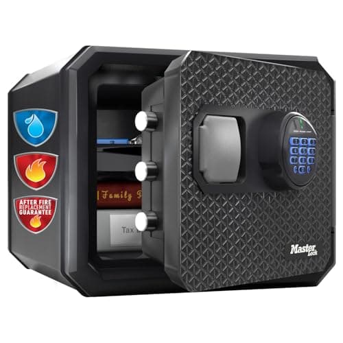Image of Master Lock Certified Fireproof and Waterproof Safe, 23L, 417 x 348 x 478 mm, Digital Combination with Backlit Keypad, for home and professionals