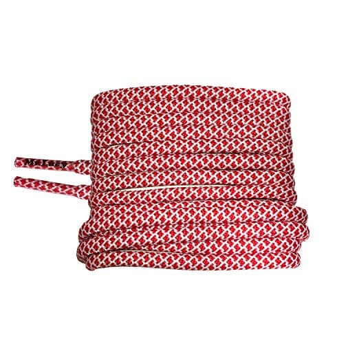 Image of Mr Lacy Ropies - Round Red and White Shoelaces - 130cm length 5.5mm Width
