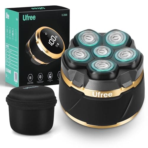 Image of Ufree Head Shavers for Bald Men, Electric Shavers Razor, Rechargeable Bald Head Razor, Magnetic 6D Rotary Shaver, Waterproof Face Beard Trimmer Mens Grooming Kit, Gifts for Men