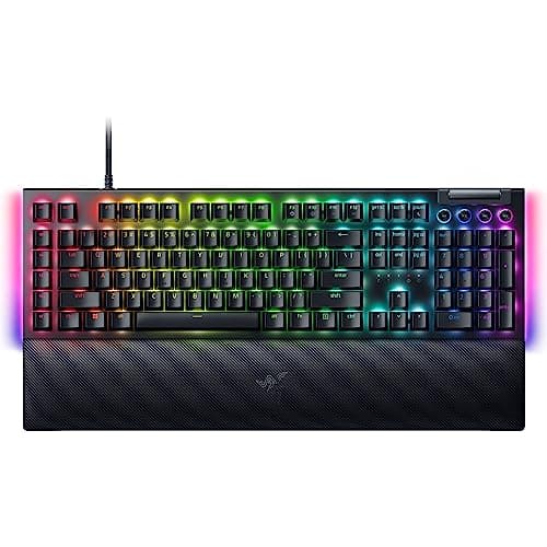 Image of Razer BlackWidow V4 Mechanical Gaming Keyboard: Yellow Switches Linear & Silent - Chroma RGB - 6 Macro Keys - Magnetic Wrist Rest - Doubleshot ABS Keycaps - Roller & Media Keys - Snap Tap