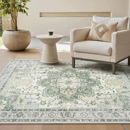 Image of GENIMO Machine Washable Rugs Living Room, 160x230cm, Vintage Rug, Boho Area Rugs, Non-Slip Carpet, Low Pile, Non-Shedding, Traditional Oriental Printed Design, Dining Room, Home Office, Bedroom