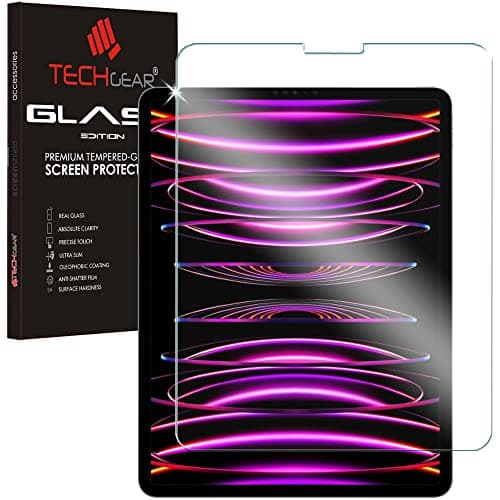 Image of TECHGEAR GLASS Edition for New iPad Pro 12.9 2022 2021 2020 2018 [6th, 5th, 4th & 3rd Generations] Tempered Glass Screen Protector Cover Compatible with Apple iPad Pro 12.9 inch 2018-2022 & Pencil