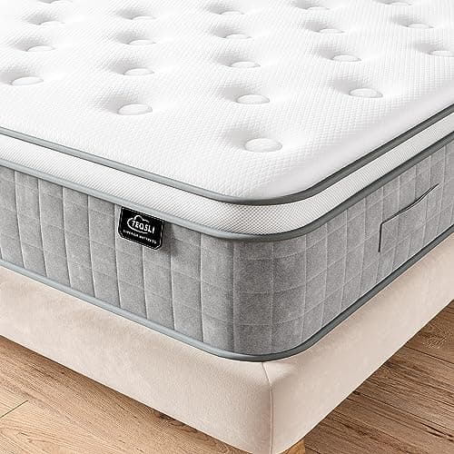 Image of TeQsli 5FT King Mattress, 10Inch Gel Memory Foam Pocket Sprung Hybrid Mattress Orthopaedic for Pressure Relief - Medium Firm Mattress-in-Box 150x200x25cm