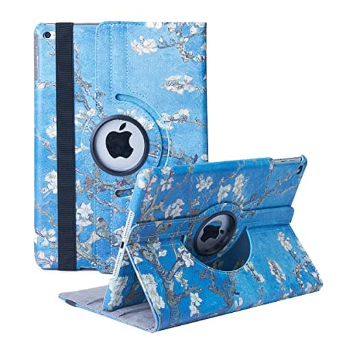 Image of Rotating Case for iPad 9.7 inch 6th Gen, 5th Gen/iPad Air 2 / iPad Air - 360 Degree Rotating Stand Protective Cover with Auto Sleep Wake for iPad 9.7 2018 2017 (Blossom)