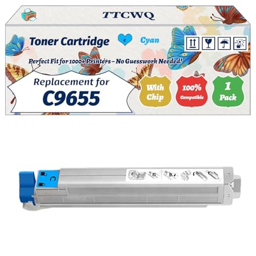 Image of Compatible for Okidata OKI C9655 Toner Cartridge Work for Okidata OKI C9655 Printers, with Chip, High Yield 22000 Pages, High-Definition Printing (1 Pack Cyan)