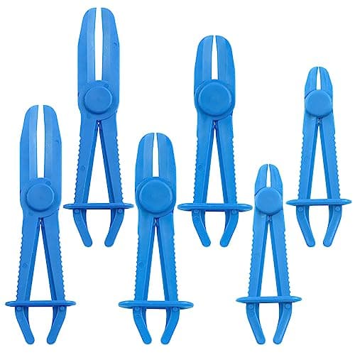 Image of Swpeet 6Pcs Blue Line Clamps Flexible Hose Clamps Pliers Kit, Hose Pinch Off Pliers Set Line Clamps for Brake Hoses, Fuel Hoses, Coolant Hoses, Most Flexible 15mm, 20mm and 25mm Hoses Clamps