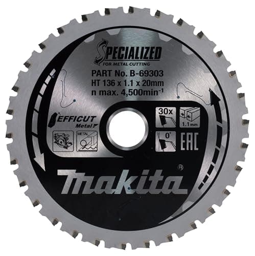 Image of Makita Efficut B-69325 Saw Blade Metal Aluminium for Cordless Metal Circular Saws (150 x 1.1 x 20 mm, 33 Teeth)
