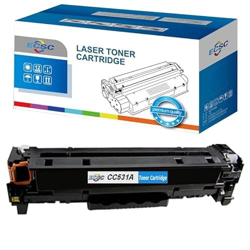 Image of ECSC Compatible Toner Cartridge CC531A Replacement for HP Colour LaserJet CM2320 CM2320fxi CM2320n CM2320nf CP2020 CP2025 CP2025dn CP2025n (Cyan, 1-Pack)