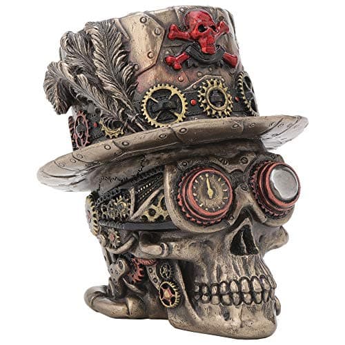 Image of Nemesis Now Steampunk Clockwork Baron Skull Figurine Ornament, Bronze, 11cm